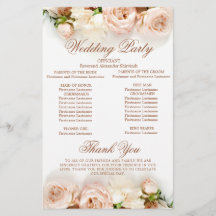 Elegant Botanical Rozen Floral Wedding Programme