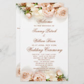 Elegant Botanical Rozen Floral Wedding Programme (Voorkant / Achterkant)