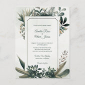Elegant Botanical Sage Green Greenery Wedding Uitnodiging Briefkaart (Voorkant)