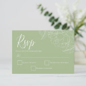 Elegant Botanical Sage Green RSVP Kaartje (Staand voorkant)