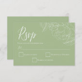Elegant Botanical Sage Green RSVP Kaartje (Voorkant / Achterkant)