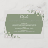 Elegant Botanical Sage Green White Floral Design Informatiekaartje (Voorkant)