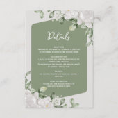 Elegant Botanical Sage Green White Floral Design Informatiekaartje (Voorkant)