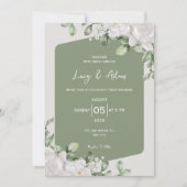 Elegant botanical Sage Green White Floral Wedding Kaart (Voorkant)