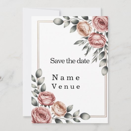 Elegant botanical save the date kaart (Voorkant)
