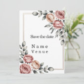 Elegant botanical save the date kaart (Staand voorkant)