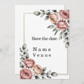 Elegant botanical save the date kaart (Voorkant / Achterkant)