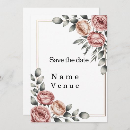 Elegant botanical save the date  kaart (Voorkant / Achterkant)
