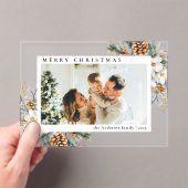 Elegant Botanical Simple Photo Christmas Card Acryl Uitnodigingen (Insitu (Draagbaar))
