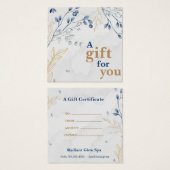 Elegant Botanical Spa Cadeaubon Vierkante Visitekaartjes (Voorkant /achterkant)