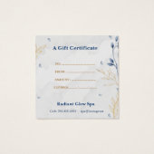 Elegant Botanical Spa Cadeaubon Vierkante Visitekaartjes (Achterkant)