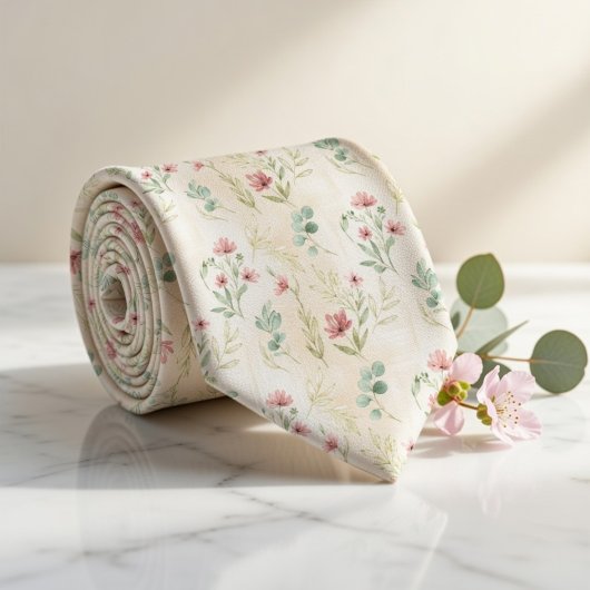 Elegant Botanical Spring Floral Stropdas