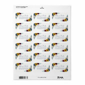 Elegant Botanical Sunflower Red Navy Blue Floral Etiket (Full Sheet)