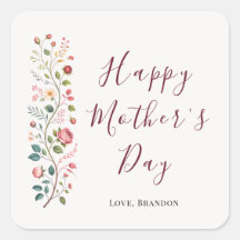 Elegant Botanical Vine Mothers Day Sticker