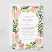Elegant Botanical Waterverf Floral Wedding Kaart (Voorkant)