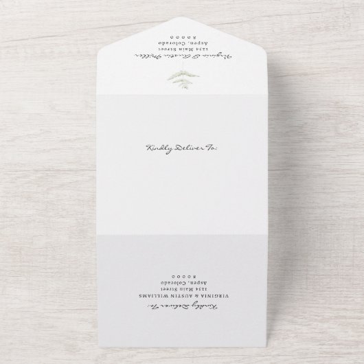 Elegant Botanical Wedding All In One Uitnodiging (Buitenkant)