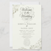 Elegant Botanical Wedding Ceremony Program Sign (Voorkant)