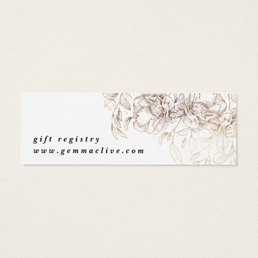 Elegant Botanical Wedding Gift Registry Enclosure Mini Visitekaartjes (Achterkant)
