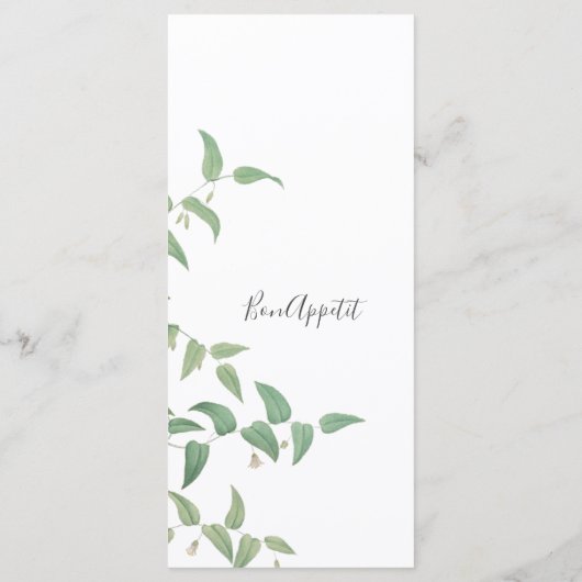 Elegant Botanical Wedding  Greenery Menu (Achterkant)