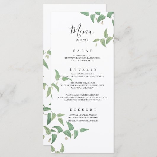Elegant Botanical Wedding  Greenery Menu (Voorkant / Achterkant)