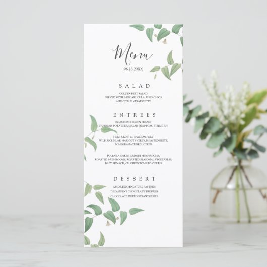Elegant Botanical Wedding  Greenery Menu (Staand voorkant)