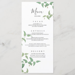 Elegant Botanical Wedding  Greenery Menu