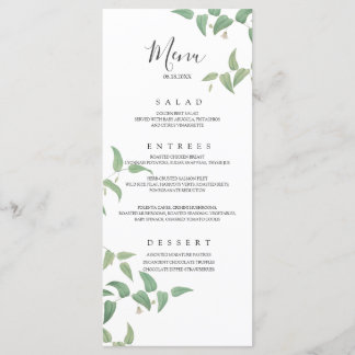 Elegant Botanical Wedding  Greenery Menu