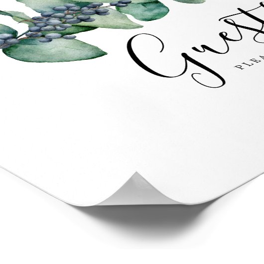 Elegant Botanical Wedding Guestbook Sign Poster (Hoek)