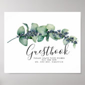 Elegant Botanical Wedding Guestbook Sign Poster (Voorkant)