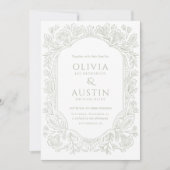 Elegant Botanical Wedding | Heirloom Sage Invite Kaart (Voorkant)