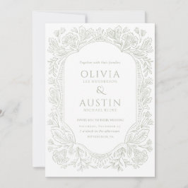 Elegant Botanical Wedding | Heirloom Sage Invite Kaart