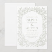 Elegant Botanical Wedding | Heirloom Sage Invite Kaart (Voorkant / Achterkant)