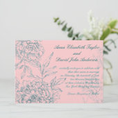 Elegant Botanical Wedding Invitation Coral Jade Kaart (Staand voorkant)