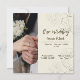 Elegant Botanical Wedding Invitation Kaart
