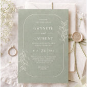 Elegant Botanical Wedding Invitation Kaart