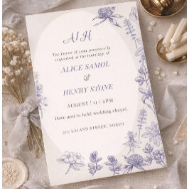 Elegant Botanical Wedding Invitation Template Kaart