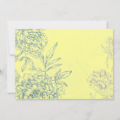 Elegant Botanical Wedding Invitting Yellow Blue Kaart (Achterkant)