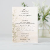 Elegant Botanical Wedding Menu Card (Staand voorkant)