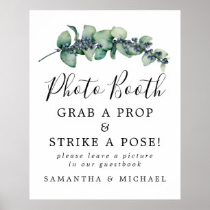 Elegant Botanical Wedding Photo Booth Sign Poster