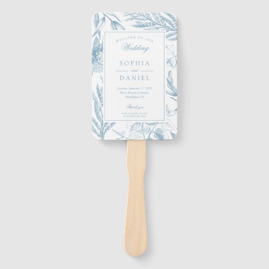 Elegant Botanical Wedding Program Fan Handwaaier (Voorkant)