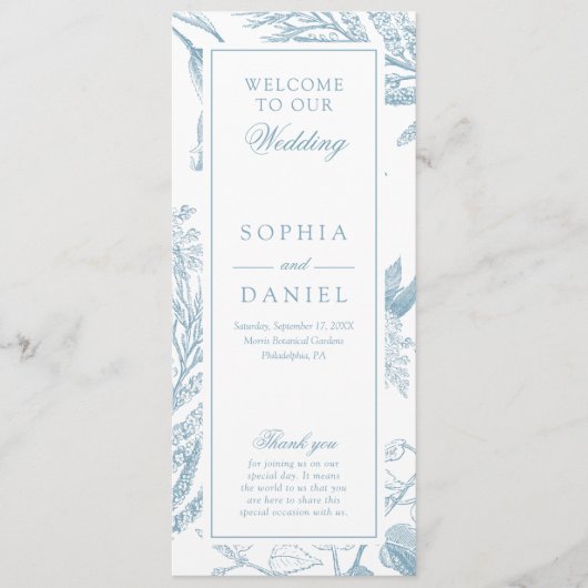 Elegant  Botanical Wedding Programme Programmakaart (Voorkant)