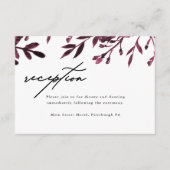 Elegant Botanical Wedding Reception Kaart (Voorkant)