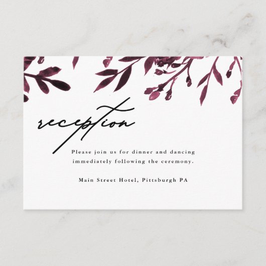 Elegant Botanical Wedding Reception Kaart (Voorkant)