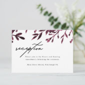 Elegant Botanical Wedding Reception Kaart (Staand voorkant)