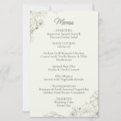 Elegant Botanical Wedding Reception Menu Card (Voorkant)