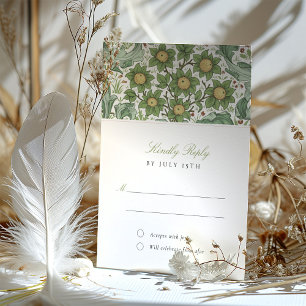 Elegant Botanical Wedding RSVP Card Kaart