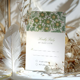 Elegant Botanical Wedding RSVP Card Kaart