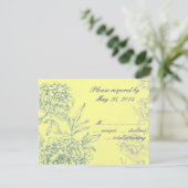 Elegant Botanical Wedding RSVP-kaarten Geel Blauw RSVP Kaartje (Staand voorkant)