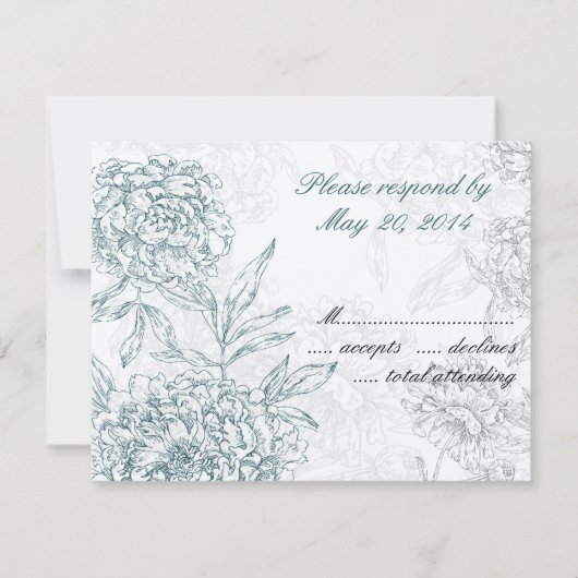 Elegant Botanical Wedding RSVP-kaarten Jade Cream RSVP Kaartje (Voorkant)