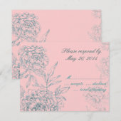 Elegant Botanical Wedding RSVP-kaarten Roze Jade RSVP Kaartje (Voorkant / Achterkant)